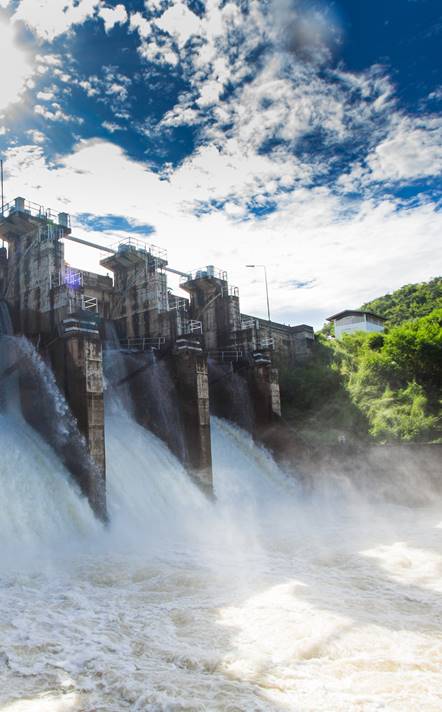 Water surging though a dam embankment