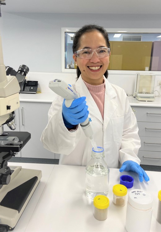Dr Michelle Mendoza in Marinova's laboratory