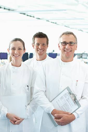 Scientists in lab smiling