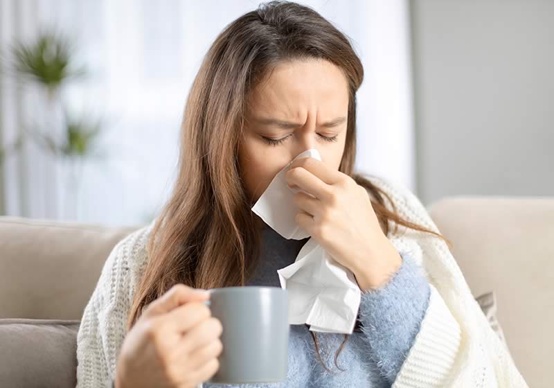 Woman with flu